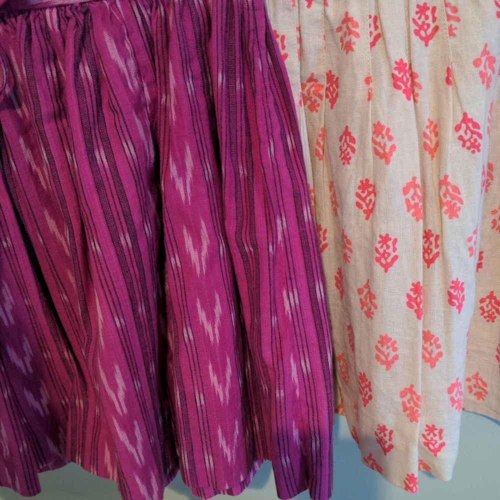 Lot of 2 Women's skirts - Gap 0 ikat pink cotton; Old Navy XS linen w/ pockets!